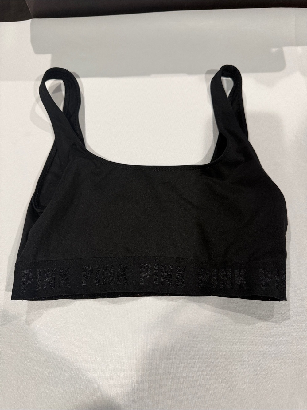 PINK Victoria's Secret Black Seamless Sports Bralette with Logo Band